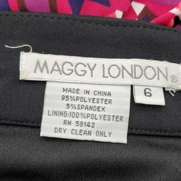 𝅺maggy London Pink Geometric Lined Scoop Neck Knee Length Sheath Dress Size 6 - Picture 13 of 13